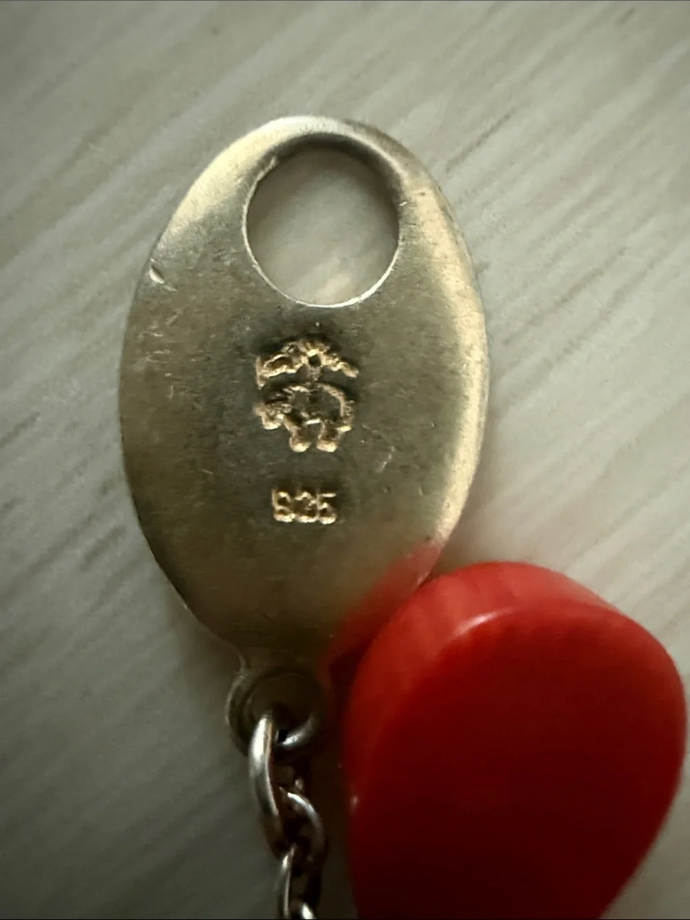 Brooks Brothers Red Teardrop Charm 925 Bracelet